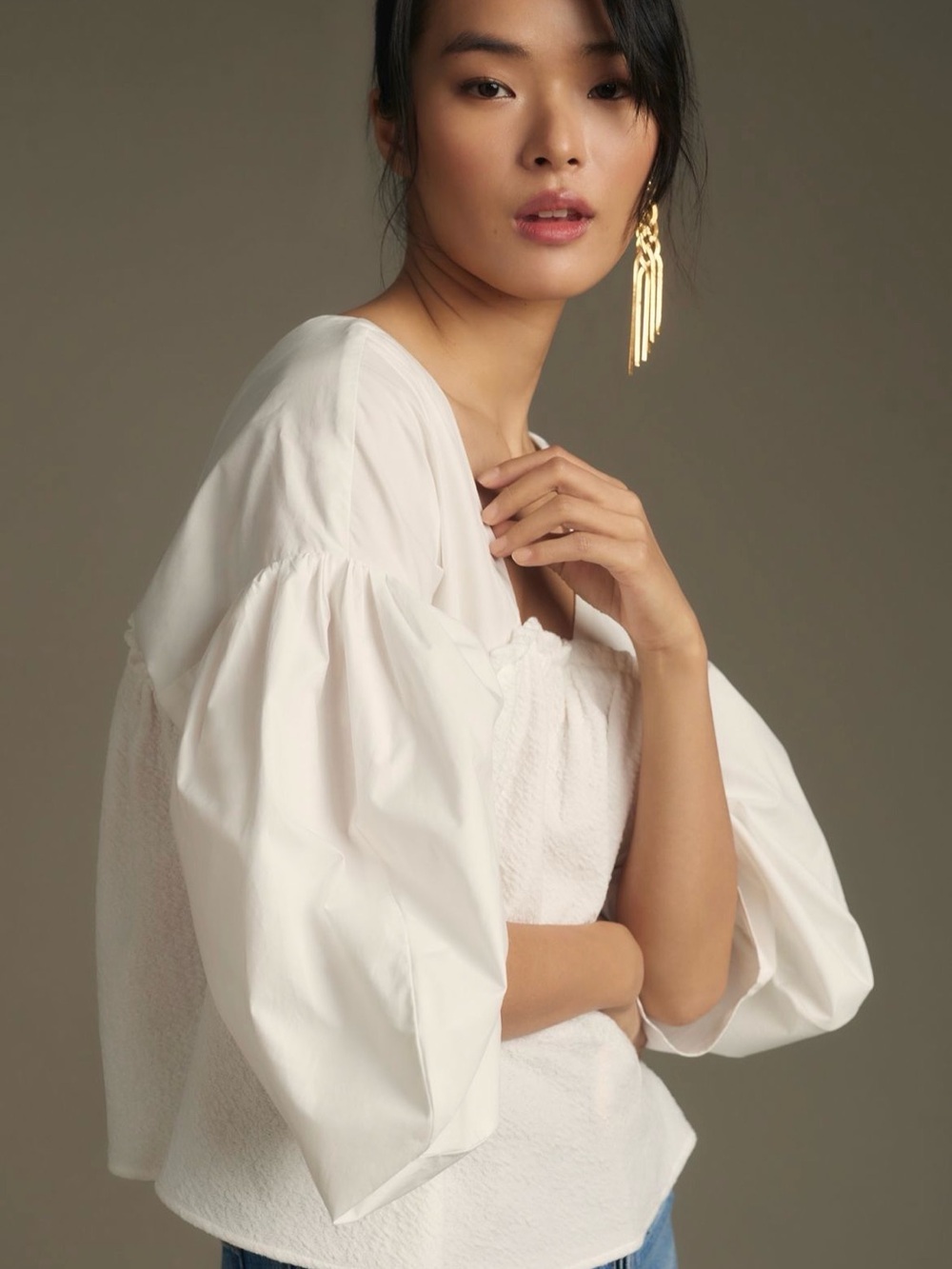 Sunday in Brooklyn White Puff-Sleeve Blouse